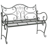 Garden Bench 2-Seater 114 x 56.5 x 90 cm Steel Silver Grey 42029537
