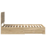 Bed Frame with Headboard Sonoma Oak 75 x 190 cm Engineered Wood 3412848