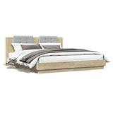 Bed Frame Sonoma oak Engineered wood, Plywood 200x200 cm Modern 3209984