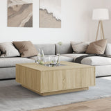 ZNTS Coffee Table with Infinity LED Sonoma Oak 100x100x40 cm 3284044