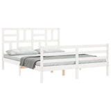 Bed Frame without Mattress White King Size Solid Wood 3194902