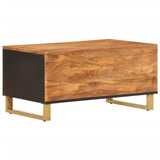 ZNTS Coffee Table Brown and Black 80x50x40 cm Solid Wood Mango 356787