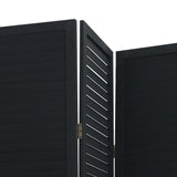 Room Divider 3 Panels Black Solid Wood Paulownia 358846