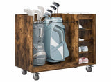 Golf Cabinet with Wheel Plain Smoked Oak 90 x 45 x 98 cm 899467