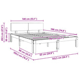 Bed Frame with Headboard Wax Brown 140 x 190 cm Solid Pine Wood 863965