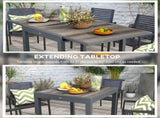 Extending Garden Table, Outdoor Dining Table for 6, Aluminium Frame Rectangular Patio Table with T3398P315936