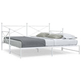 Daybed with Trundle without Mattress White 100x190 cm Steel 4104690