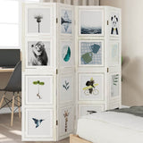 Room Divider 4 Panels White Solid Wood Paulownia 358689