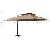 Cantilever Garden Parasol with Double Top Taupe 400x300 cm 312375
