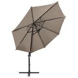 Cantilever Garden Parasol with Pole and LED Lights Taupe 300 cm 312331