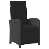 5 Piece Garden Dining Set with Cushions Black Poly Rattan 3212530