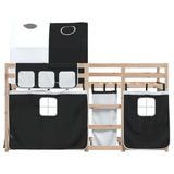 ZNTS Bunk Bed without Mattress White&Black 75x190 cm Small Single Solid Wood Pine 3284000