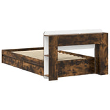 Bed Frame with Storage Smoked Oak 90 x 190 cm Engineered Wood 3433542