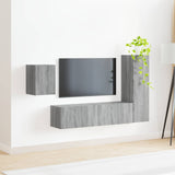 TV Cabinet Set Wall-mounted 4 pcs Grey Sonoma Engineered Wood 3409003
