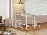 5 Piece Bar Table Set for 4 with Stools, Metal Frame, Footrest for Kitchen Natural Wood T3398P554304