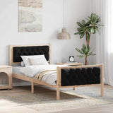 Bed Frame with Headboard Black 90 x 190 cm Solid Pine Wood 878436