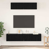 TV Cabinet Set Wall-mounted 4 pcs Black Oak Engineered Wood 3393361