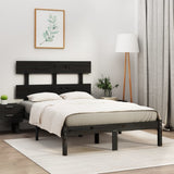 Bed Frame Black Solid pine wood Double Durable Bed Frame 3104657