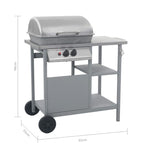 Gas BBQ Grill with 3-layer Side Table Black and Silver 47394