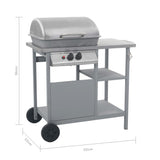 Gas BBQ Grill with 3-layer Side Table Black and Silver 47394
