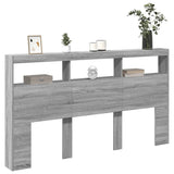 Headboard Cabinet with LED Grey Sonoma 180x17x102 cm 839215