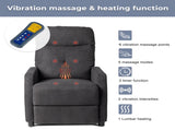Fabric With 6-Point Massage Heating Function Electric Recliner Black 47732018