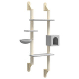 Wall-mounted Cat Tree with Scratching Post Light Grey 180 cm 172402