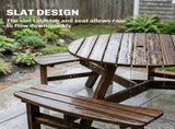 Wooden Garden Dining, 6 Seater Round Dining Picnic Table with Matching Bench, Garden Furniture T3398P554140