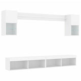 6 Piece TV Wall Units with LED White Engineered Wood 3216686
