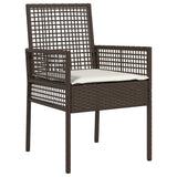 Garden Dining Set with Cushion 5 pcs Brown Poly rattan 3379871
