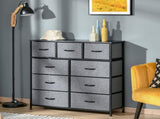 Nine Drawer Fabric Dresser - Grey T3398P329955