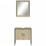 ZNTS 2 Piece Bathroom Cabinet Set Sonoma Oak Engineered Wood 3214335