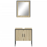 ZNTS 2 Piece Bathroom Cabinet Set Sonoma Oak Engineered Wood 3214335
