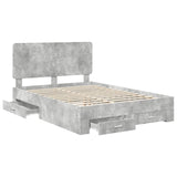 Bed Frame Concrete Grey 150 x 200 cm Engineered Wood 3412770