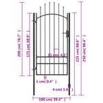 ZNTS Garden Gate Steel 1x2.5 m Black 146321