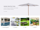 3 Garden Parasol, Pulley Operated Patio Umbrella, Wooden Table Market Umbrella with Rope Pulley T3398P315357