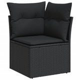 10 Piece Garden Sofa Set with Cushions Black Poly Rattan 3228895