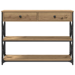 ZNTS Console Table Artisan Oak 100x28x75 cm Engineered Wood & Steel 863528