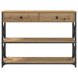 ZNTS Console Table Artisan Oak 100x28x75 cm Engineered Wood & Steel 863528