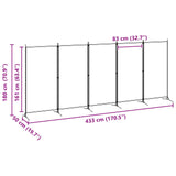 5-Panel Room Divider Beige 433 x 180 cm Fabric 42039229