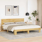 Bed Frame with Headboard without Mattress 200x200 cm Solid Wood Oak 3315726