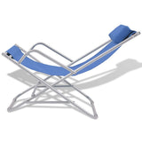 Sunlounger Set of 2 Blue Powder-coated steel frame, PVC seat 42935