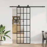 Sliding Door with Hardware Set Black 76x205 cm ESG Glass 3375853