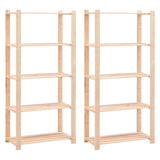 5-Tier Storage Racks 2 pcs 80x38x170 cm Solid Pinewood 250 kg 3051113