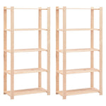 5-Tier Storage Racks 2 pcs 80x38x170 cm Solid Pinewood 250 kg 3051113