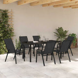 Garden Dining Set 7 pcs Black Powder-coated Steel 3379118