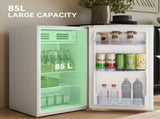 Under Counter Fridge, 85L Small Retro Refrigerator with Chiller Box, Adjustable Thermostat, Glass T3398P342953
