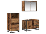 Bathroom Furniture Set with Door 3 pcs Old Wood Engineered Wood 3402423