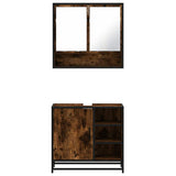 2 Piece Bathroom Furniture Set Smoked Oak Engineered Wood 3300937