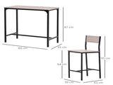 3 Pcs Table Stool Set Industrial Design w/ Metal Frame Oak Tone MDF Panels Minimal Compact Beautiful T3398P328345